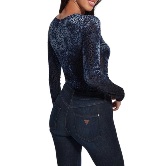 Guess: Belina Leopard Stretch Velvet Bodysuit (NWT) - Picture 3 of 6
